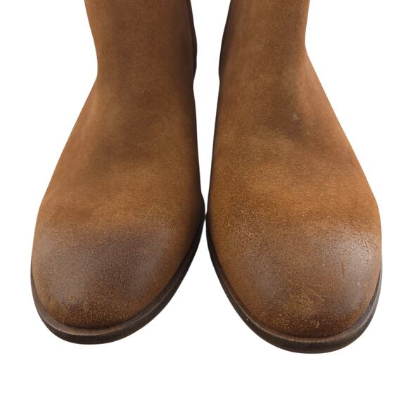 Frye Caden Ankle Boots Womens 9.5 M Cognac Brown Suede Metallic Beige Low Heel - Picture 3 of 11